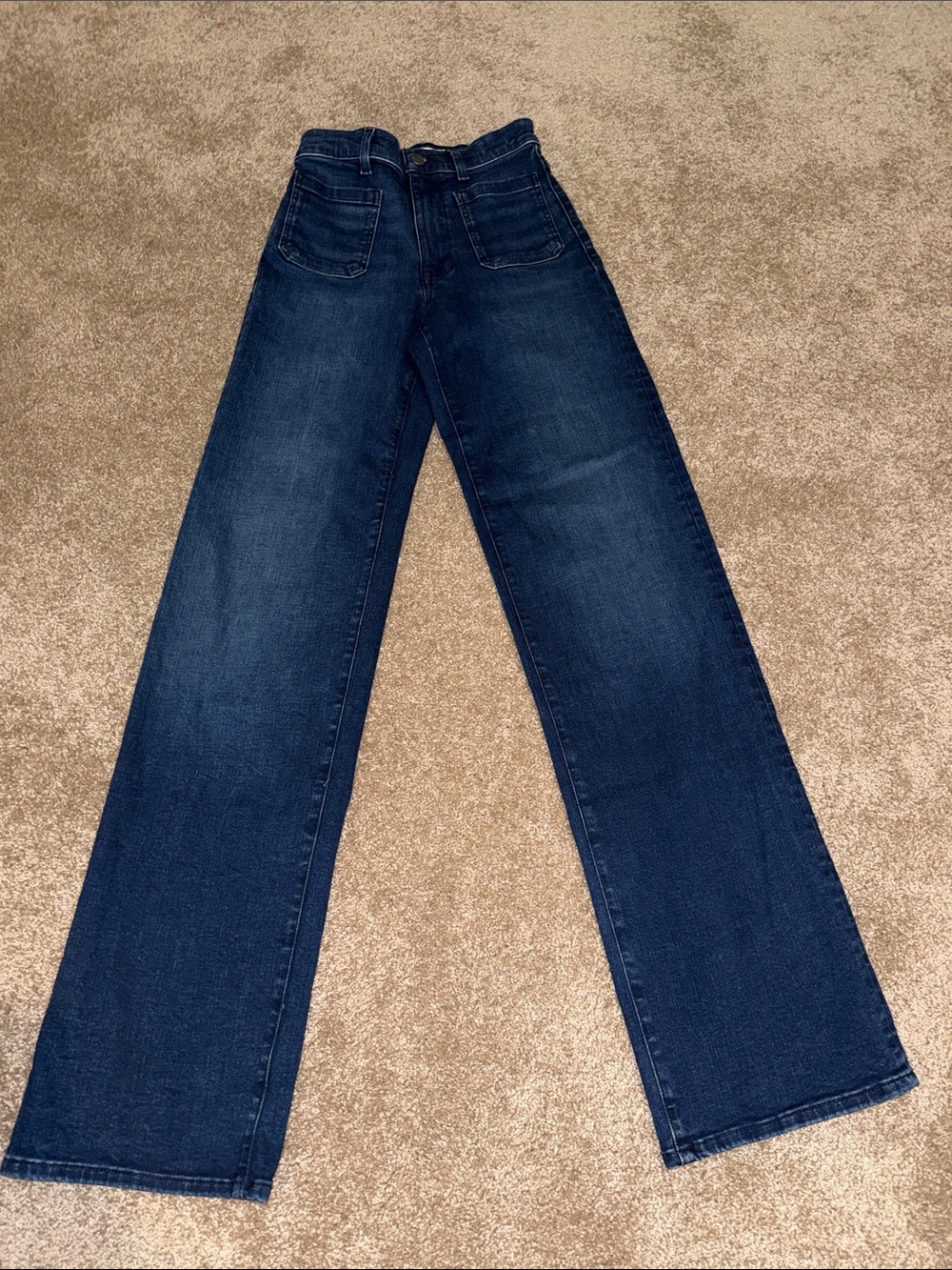Madewell Emmett Wide Leg Dark Blue High-Rise Jeans - size 24 Tall